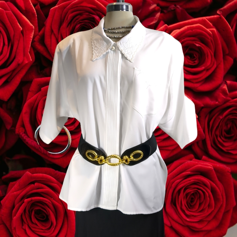White Luxury neck Beaded Long sleeves Size 42